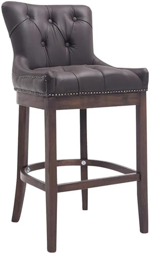 CLP Barhocker Lakewood Echtleder-Bezug I Gepolstert I Gestell Aus Dunklem Holz, Farbe:braun