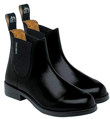 Harry Hall Women's Jodhpur Boot - Leather Lining, Cushioned Sole, Elastic Gusset - Ankle Height for Riding & Competition - Black - Durable Resin Rubber Sole - Size 6
