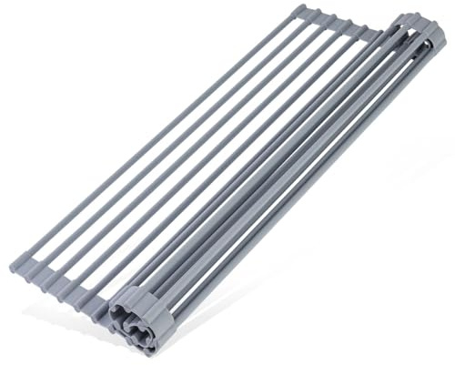 Better Houseware 1434 Over- Over-Sink Roll-Up Drying Rack, Grey