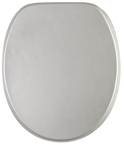 Sanilo Glitzer WC Sitz ohne Absenkautomatik, hochwertiger Toilettendeckel, einfache Montage, stabile Scharniere, Glitzer Silber