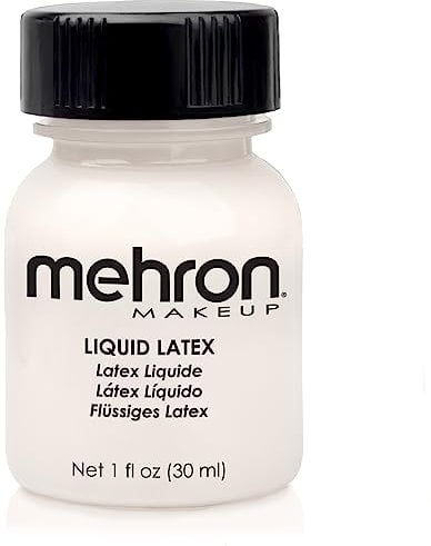 Mehron Make-up Liquid Latex Clear | SFX-Make-up | Latexkleber für die Haut | Prothesenkleber (30 ml)