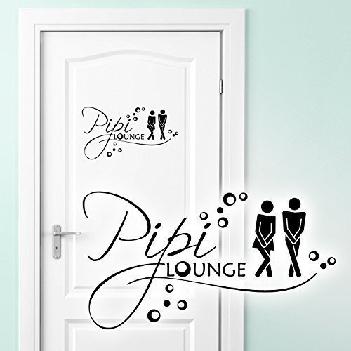 Grandora Wandtattoo WC Türaufkleber PIPI Lounge + Piktogramm Mann Frau I schwarz (BxH) 26 x 14 cm I Bad Sticker Aufkleber Wandaufkleber Wandsticker W3004