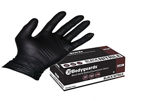 Bodyguards Black Nitrile Disposable Gloves GL897 Powder Free Tattoo Mechanic (X Large GL8975)