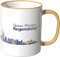 WANDKINGS® Tasse, Schriftzug Guten Morgen Regensburg! mit Skyline bei Nacht - DUNKELGELB