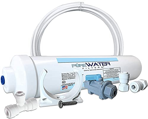 Inline Water Filter Kit for Ice Makers with 1/4 Tubing and a T-Connector
