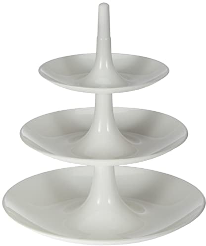 Koziol Babell- Frutero de 3 pisos, desmontable, 31,4 x 31,4 x 34 cm, Blanco Sólido