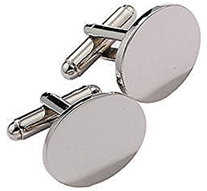 personalisierbar silber Manschettenknöpfe oval Gravur