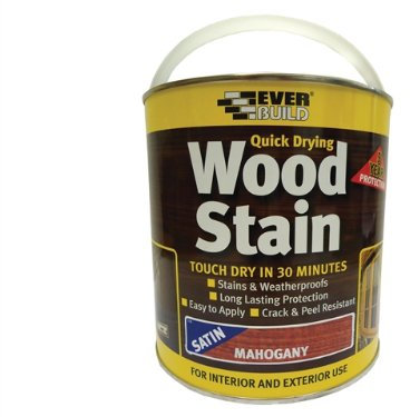 Everbuild Woodstain Satin | Quick Drying, Professional Wood Satin for Architectural Tibmer, Cladding and Garden Furniture - 2.5 Liter - Mahongy
