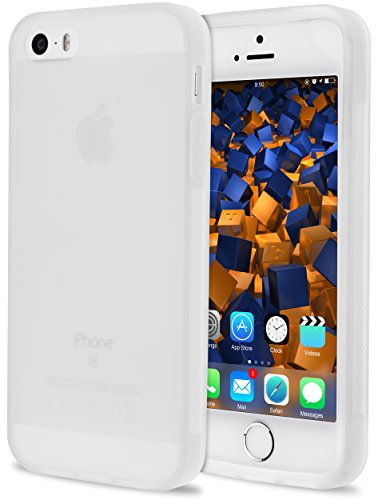 mumbi Hülle kompatibel mit iPhone SE / 5 / 5S Handy Case Handyhülle double GRIP, transparent weiss