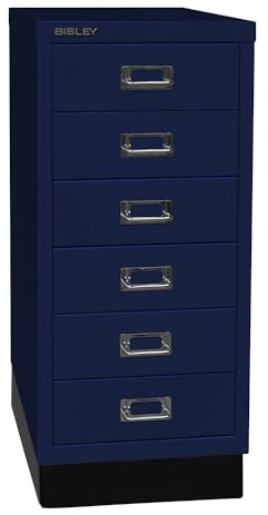 BISLEY MultiDrawer, 29er Serie mit Sockel, DIN A4, 6 Schubladen, Metall, 639 Oxfordblau, 38 x 27.9 x 67 cm
