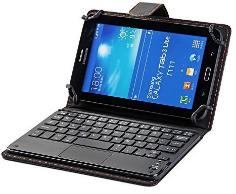 SCIMIN: Funda universal para teclado táctil de 7 pulgadas a 7,9 pulgadas, con Bluetooth, para Lenovo A7-50 A3500, Ideapad A1, Samsung Galaxy Tab 4 7.0, Samsung Galaxy Tab 3 7.0, Samsung Galaxy Tab 2 7.0, Acer Iconia One 7, Acer Iconia Tab 7, Asus Fonepad 7, Google Nexus 7 2 013, Huawei Mediapad X2, Huawei MediaPad X1, Huawei MediaPad 7, LG G Pad 7.0, Dell Venue 7, iPad mini 1/2/3/4 etc.....(negro)