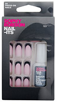 Sophy Robson Nail-Its False French Tip Press-On Nails, Black, 24-Piece