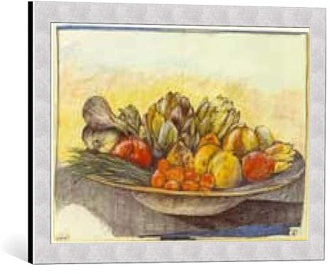 kunst für alle Bild mit Bilder-Rahmen: Ole West Markt - dekorativer Kunstdruck, hochwertig gerahmt, 60x42 cm, Silber gebürstet