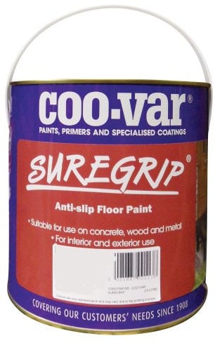 Coo-Var SureGrip Non Slip Anti Slip Floor Paint for Concrete, Metal & Wood (5 Litre, Red)