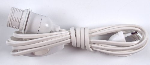 GURU SHOP Câble de Connexion, Câble de Prise, Câble D`alimentation 2 m, Câble de Lampe Avec Interrupteur et Prise - Emballage Individuel, Blanc, E14, Couleur : Blanc, E14, Accessoires électriques