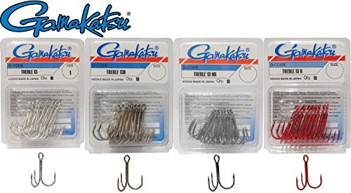 Gamakatsu Drillinge Treble 13, Größe:4, Farbe:brüniert