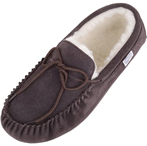Snugrugs Herren Lammfell Mokassin Softsole, Braun. EU 42