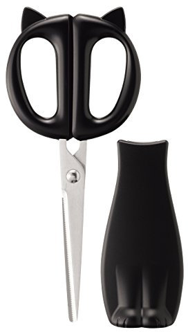KAI Nyammy made in Japan Cat motif Kitchen scissors with cap (Japan import/packege is written in Japanese)