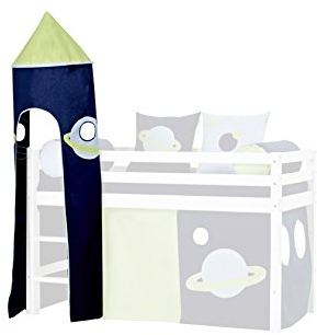 Hoppekids für Halbhochbett, Spielbett, Hochbett, inkl Gestell, Blau, Textil, Space, 45 x 45 x 185 cm