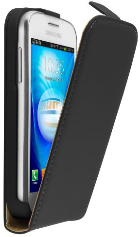 mumbi Echt Leder Flip Case kompatibel mit Samsung Galaxy Trend Lite Hülle Leder Tasche Case Wallet, schwarz