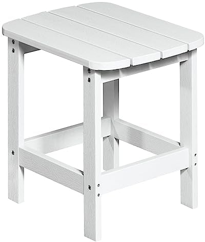 NEG Design Adirondack Tisch Marcy Beistelltisch täuschend echte Holzoptik, wetterfest, UV- und farbbeständig weiß