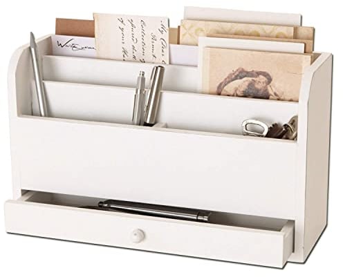 Loberon Tischsekretär Kaspian, für den Schreibtisch, die Küche oder den Flur, Vintage-Flair, Ordnungshelfer, Organizer, Aufbewahrung, MDF, antikweiß