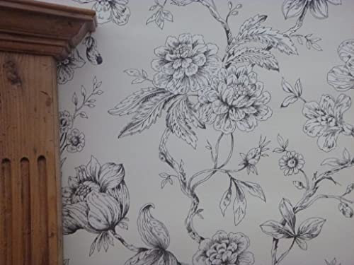 Jardin Toile De Jouy Wallpaper Black 173102