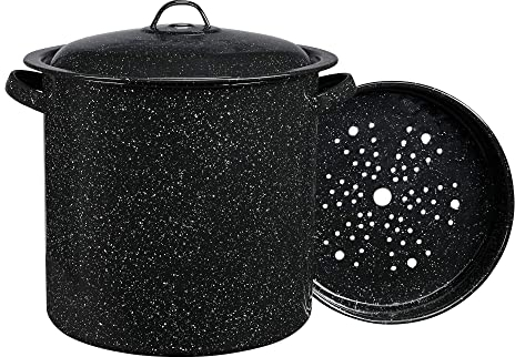 Granite Ware F6315-4 Dampfgarer mit Einsatz für Meeresfrüchte, stahl, 15.5 quarts, Schwarz