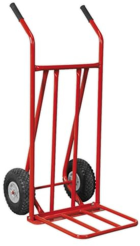 Sealey CST800 Sack Truck with Pneumatic Foldable Toe Tyres, 150kg, Red