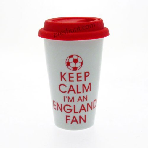 Keep Calm i'm An England Fan - White Double Wall Ceramic Travel Mug with Lid