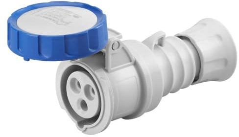 GEWISS - GW62026H Presa Mobile Diritta Hp, IP66/IP67/IP68/IP69, 2P+T 16A 200-250V 50/60Hz, Blu, 6H, Cablaggio a Vite