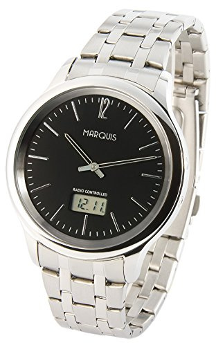 MARQUIS Herren Funkuhr, Gehäuse und Armband aus Edelstahl, Faltschließe 983.4104