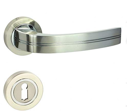 domino Türgriff Drückergarnitur Badezimmer Set Türdrücker Türgriff-sets dekorativer Griff für Wohnzimmer, Zimmer, Büro Rund-Rosette Znal - Chrom/Weiß, DEKAN-R M6/M9