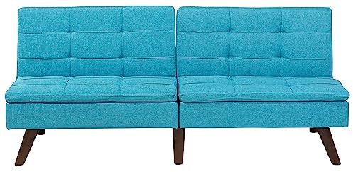 Beliani Schlafsofa individuell verstellbare Rückenlehne Polsterbezug blau türkis Ronne