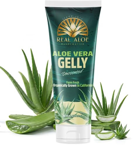 Real Aloe Aloe Vera Gelly (8 fl oz) | Organic Inner Leaf Aloe for Face, Skin & Hair | Unscented, Non-Sticky Hydration | After Sun & Daily Moisturize