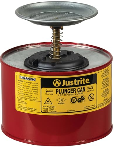 Justrite Piston Peut en Acier avec Dasher de 128mm, 2 L, Rouge