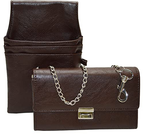flevado Kassierer Kellner Bedienungsgeldbörsen Sets mit oder ohne/farblich passenden Colt/Halfter zu wählen Kunstleder für Damen und Herren (dunkelbraune Börse mit Colt)