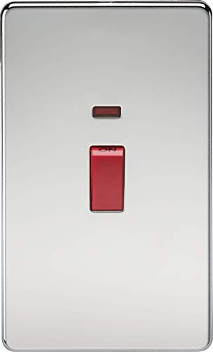 Knightsbridge SF8332NPC Screwless 45 A 2-Gang DP Switch, Polished Chrome with Neon