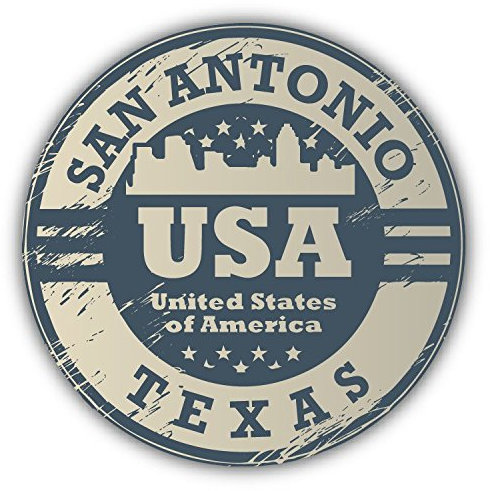 Flag San Antonio Texas USA Grunge Stamp Hochwertigen Auto-Autoaufkleber 12 x 12 cm