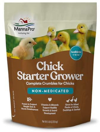 Manna Pro Chick Starter Feed, Non-Medicated Chicken Feed with Vitamins & Minerals, Complete Nutrition for Baby Chicks, 5 lb Bag
