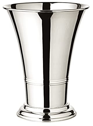 EDZARD Vase Tromba, Höhe 25 cm, Durchmesser Oben 19 cm, schwerversilbert - Moderne Tulpenvase, Blumenvase Silber als Tischdeko