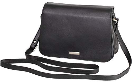 Alassio 29077001 - Damentasche RENA, Damen Handtasche aus Echtleder, Schulterhandtasche mit Druckverschluss, 3 Hauptfächer und Handyfach, Lederhandtasche in schwarz, Schultertasche ca. 28 x 8 x 18 cm