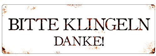 Interluxe Metallschild Vintage Blechschild Türschild Bitte klingeln - Danke wetterfest Schild für Haustür Eingang