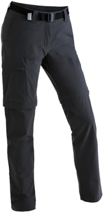 Maier Sports Inara Slim Zip, Damen Wanderhose, Wasserabweisende Hose für Trekking und Hiking, Enganliegender Schnitt, Zipp-off-Funktion, PFC-frei, mSTRETCH pro 4 & Dryprotec, Schwarz, 84 (W33/L34)