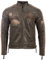 Aviatrix Chaqueta Biker De Cuero Autentico Para Hombre Con Cuello De Banda y Distintivos De Moto (CXUS)