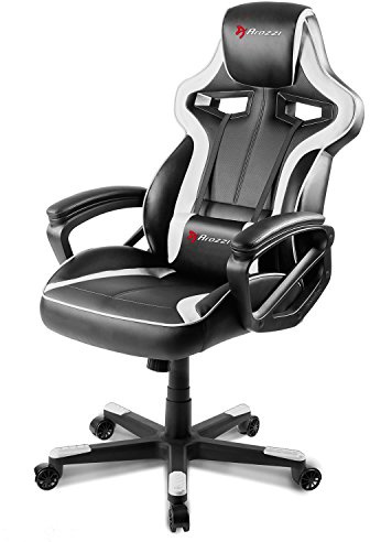 Arozzi - Milano sedia da Gaming, Nero Bianco, 50 x 55 x 130