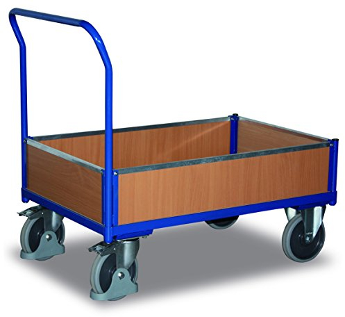 Kastenwagen mit Holz RAL5010 Enzianblau Transportwagen