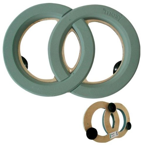 mosy Autoschmuck Hochzeit,48 x 32 cm, 1 Stück, Steckschaum-Eheringe für Auto - Motorhaube, Blumen-Deko, Blumenschmuck, Hochzeitsdeko