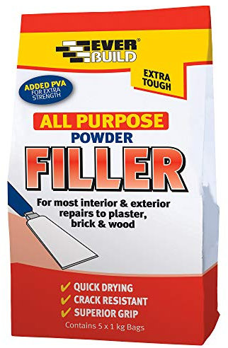 Everbuild All Purpose Powder Filler – Suitable for Interior and Exterior Use – Quick Drying – White – 5kg