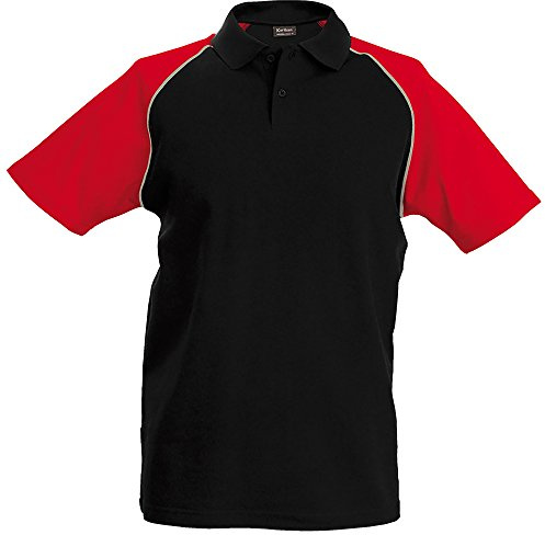 Kariban Mens Contrast Baseball Polo Shirt (L) (Black/Light Grey/Red)